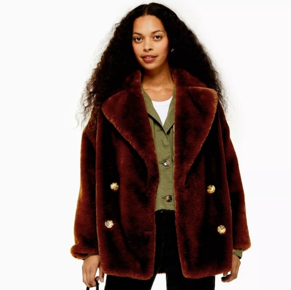 Topshop Jackets & Blazers - NWOT TOPSHOP FAUX FUR COAT SIZE LARGE